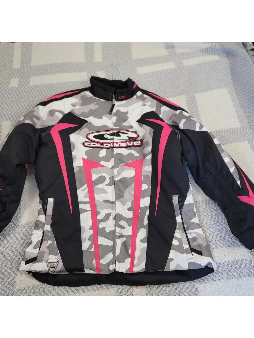 Coldwave gray & pink camo jacket with black panels, size XL #snowmobile #snow